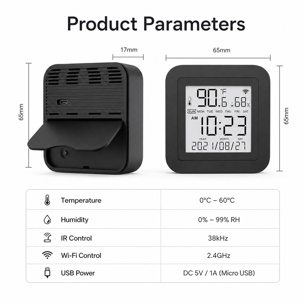 Product parameter table for smart IR climate remote