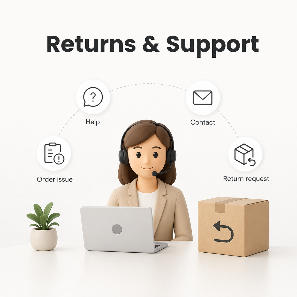 Clean returns and support visual for product page