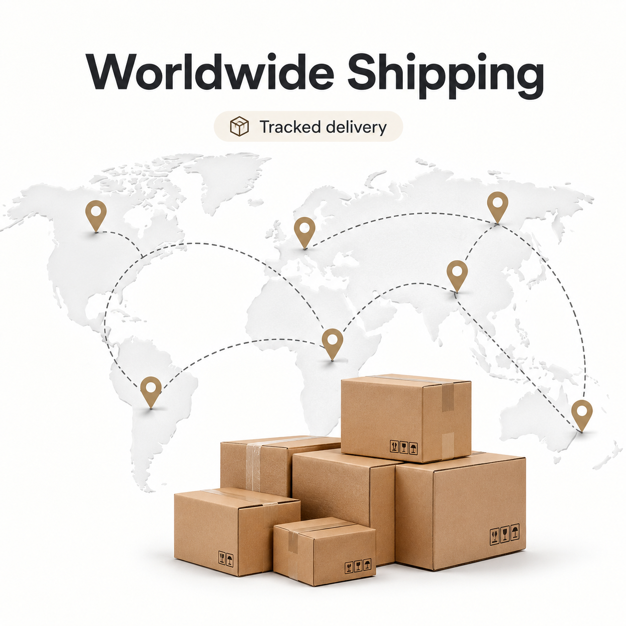 Generic worldwide shipping visual without carrier logos