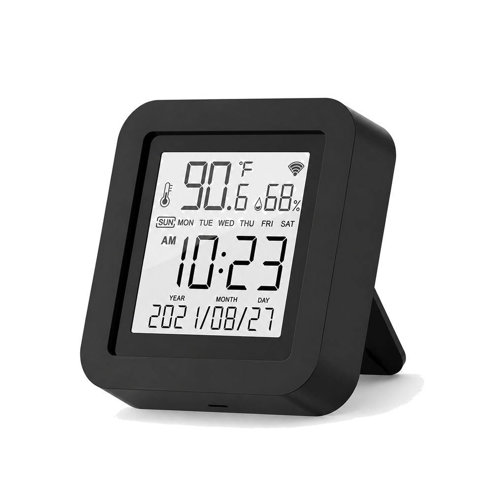 T?l?commande IR Wi-Fi Neobridge avec affichage temp?rature sur fond blanc