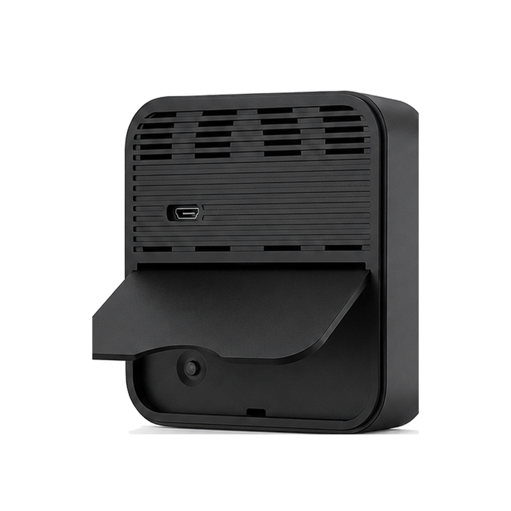 Vue arri?re de la t?l?commande IR Wi-Fi Neobridge avec support et port micro USB sur fond blanc