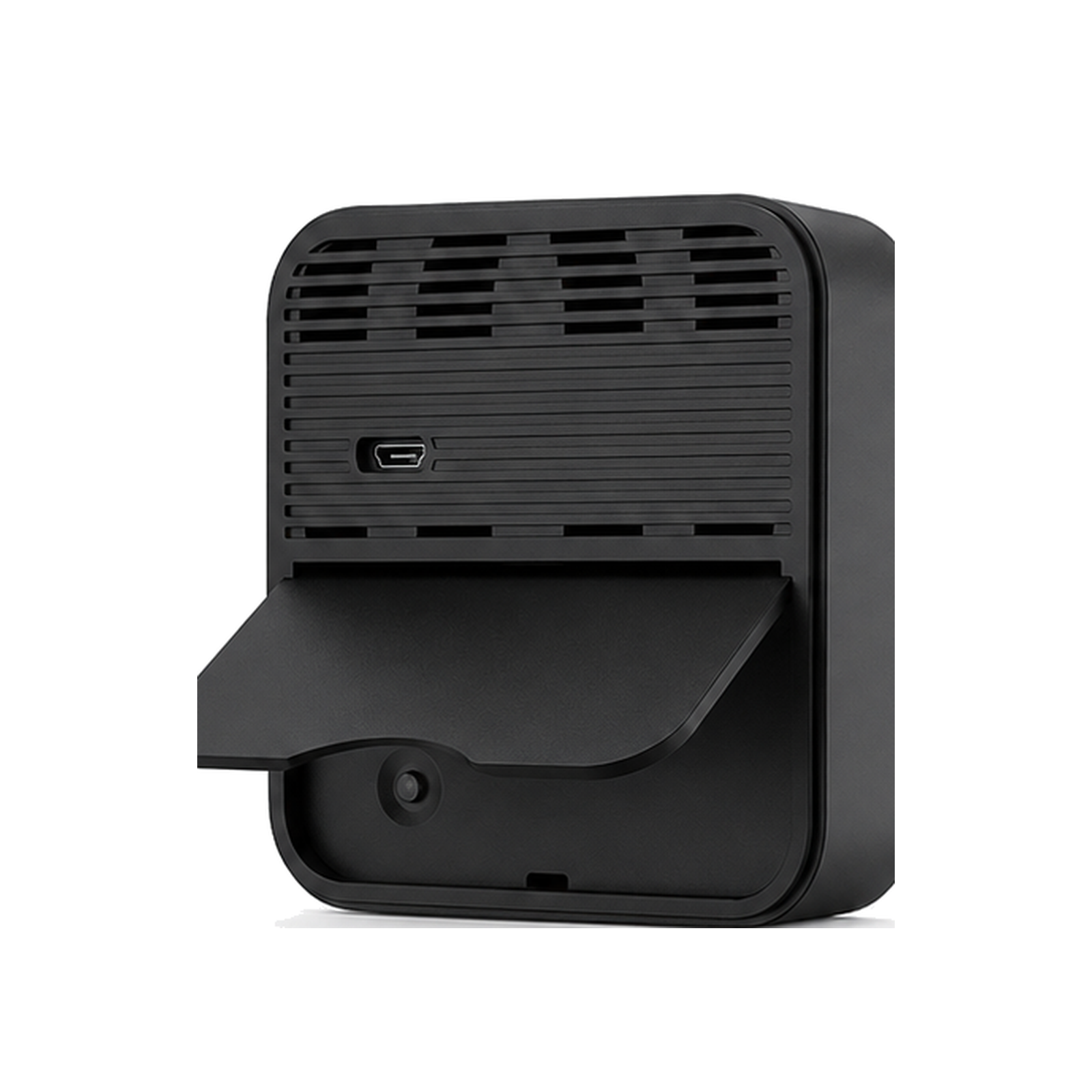 Vue arri?re de la t?l?commande IR Wi-Fi Neobridge avec support et port micro USB sur fond blanc