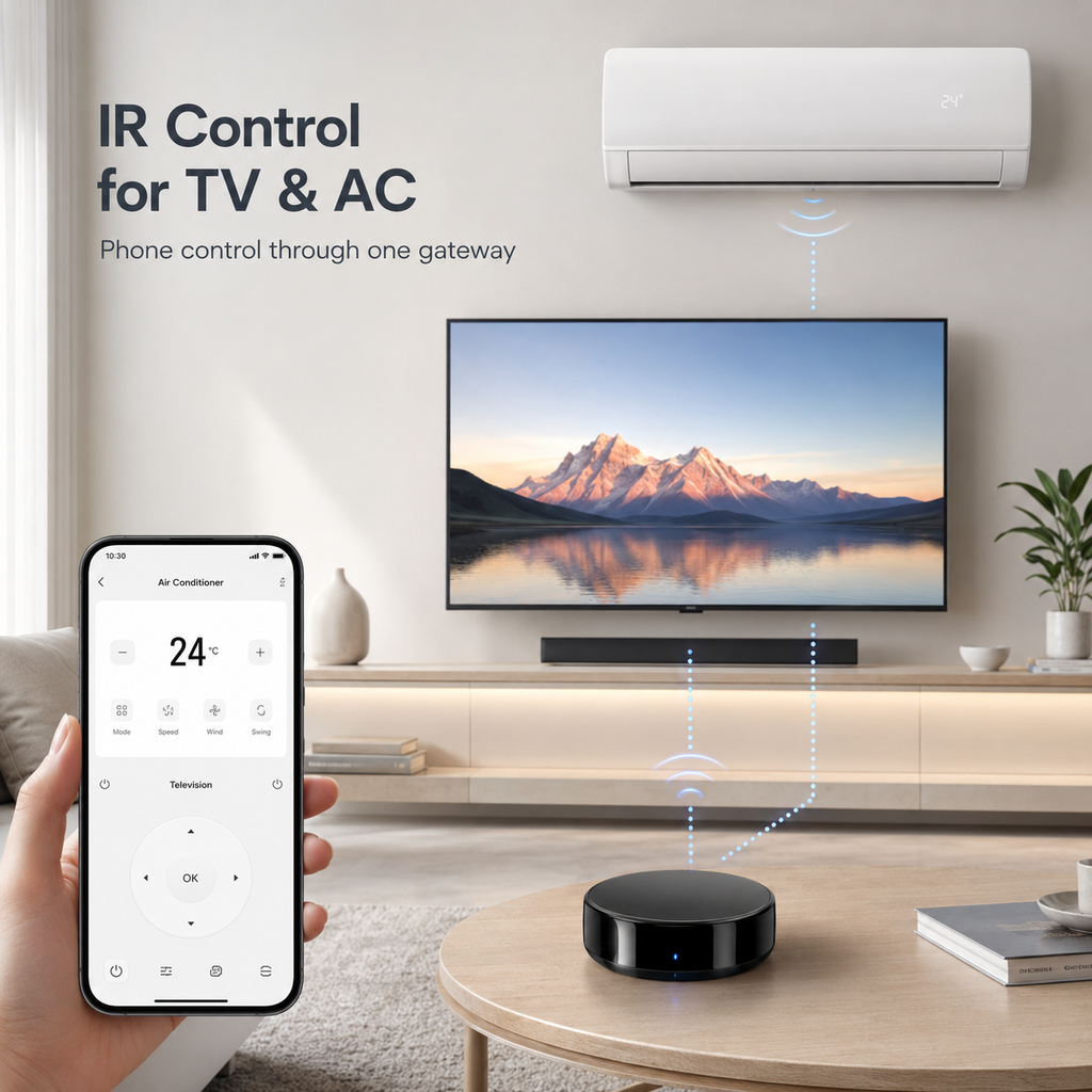 IR control visual for air conditioner and TV through smart gateway