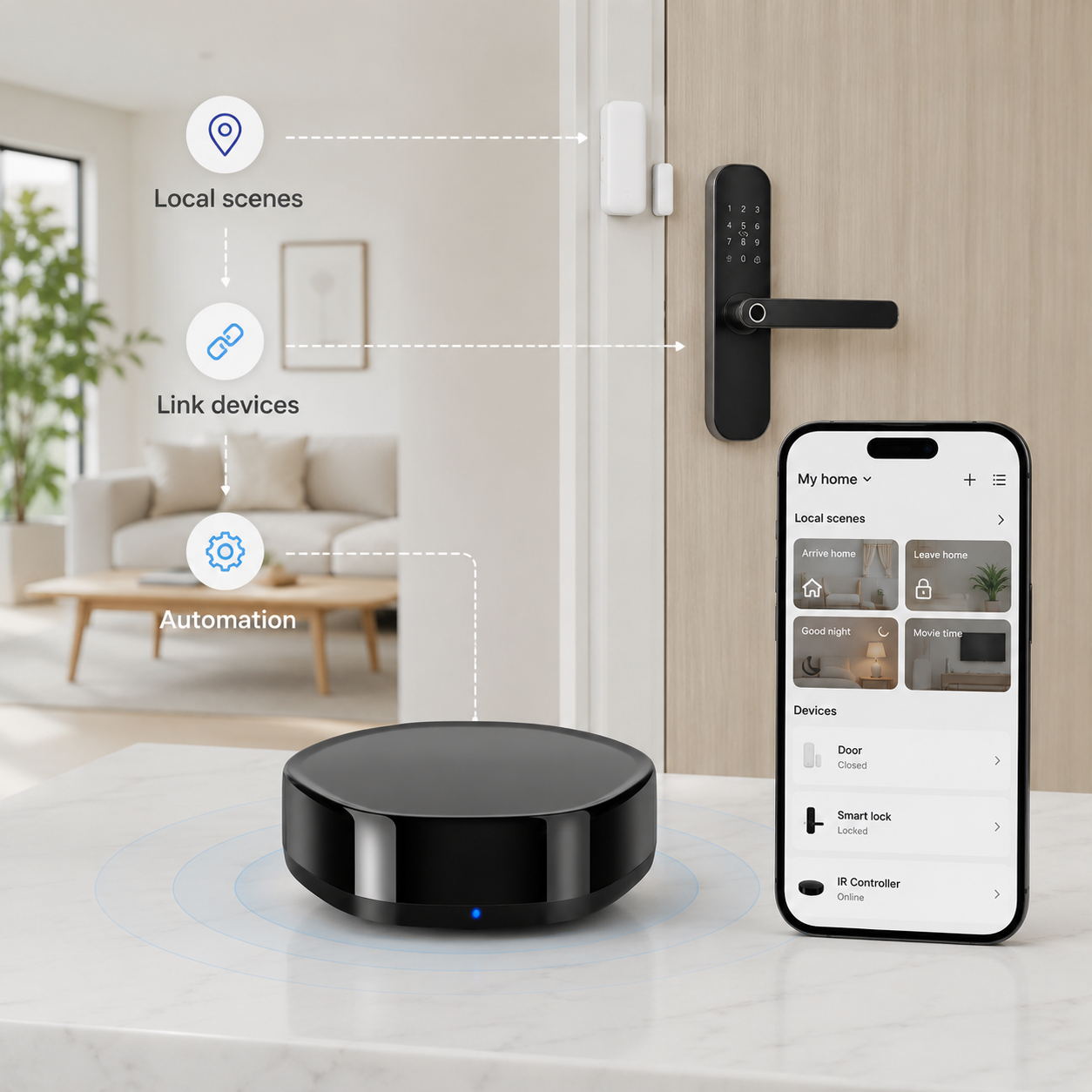 Local scene automation visual for WiFi ZigBee IR gateway