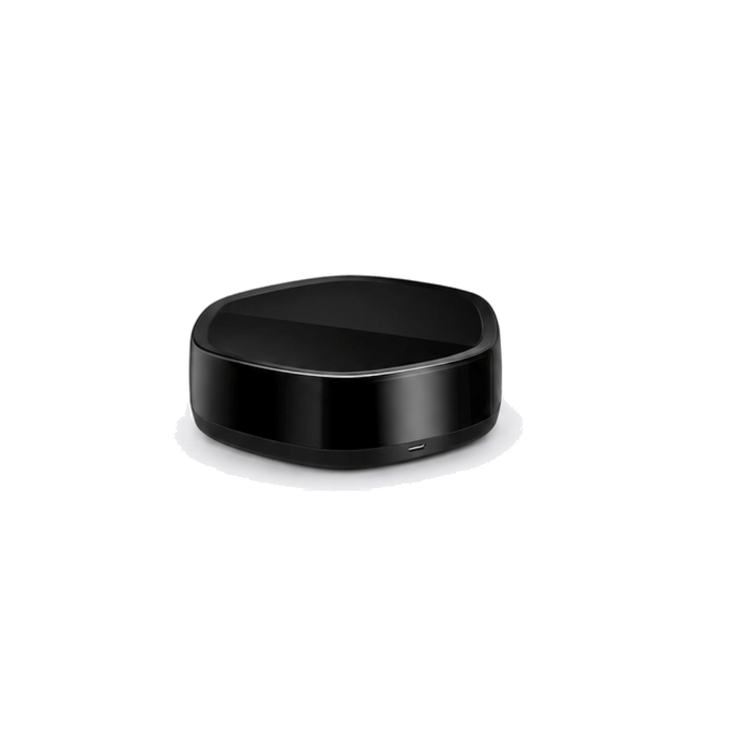 Passerelle Wi-Fi ZigBee et infrarouge noire vue frontale sur fond blanc