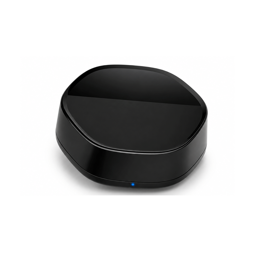Passerelle Wi-Fi ZigBee et infrarouge noire sur fond blanc