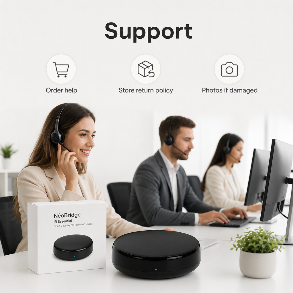 Support and returns information visual for smart gateway product