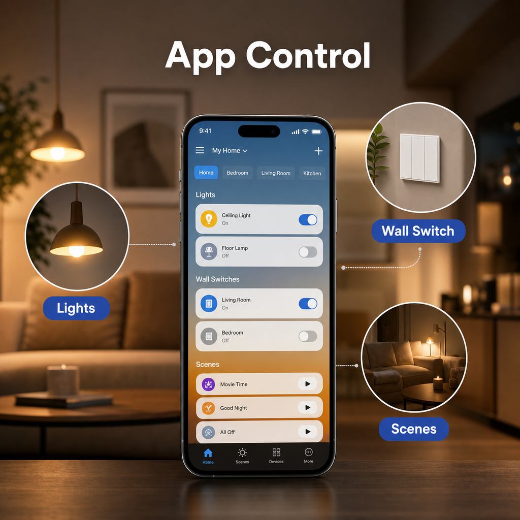 Contrôle mobile des lumières interrupteurs et scènes avec NéoBridge Ultra Pro