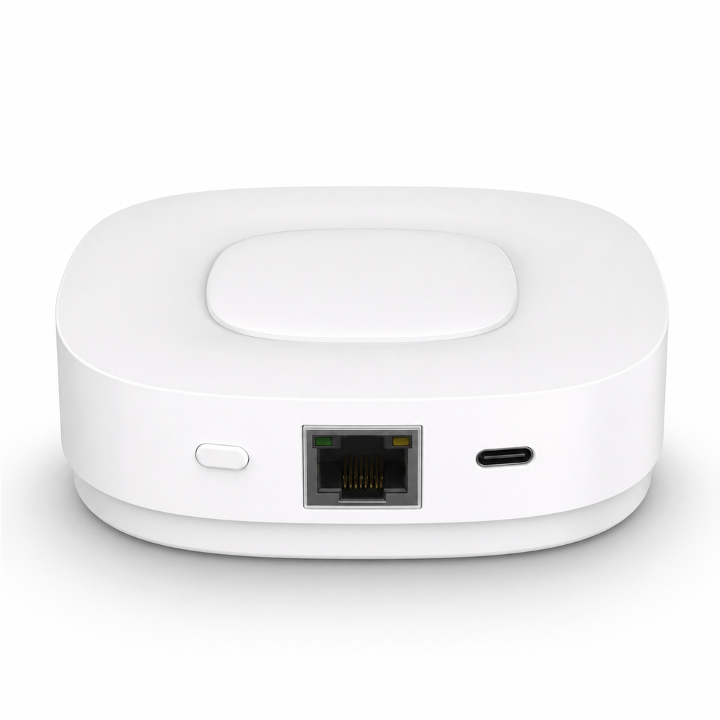 Packshot studio du NéoBridge Ultra Pro avec ports RJ45 et USB-C visibles
