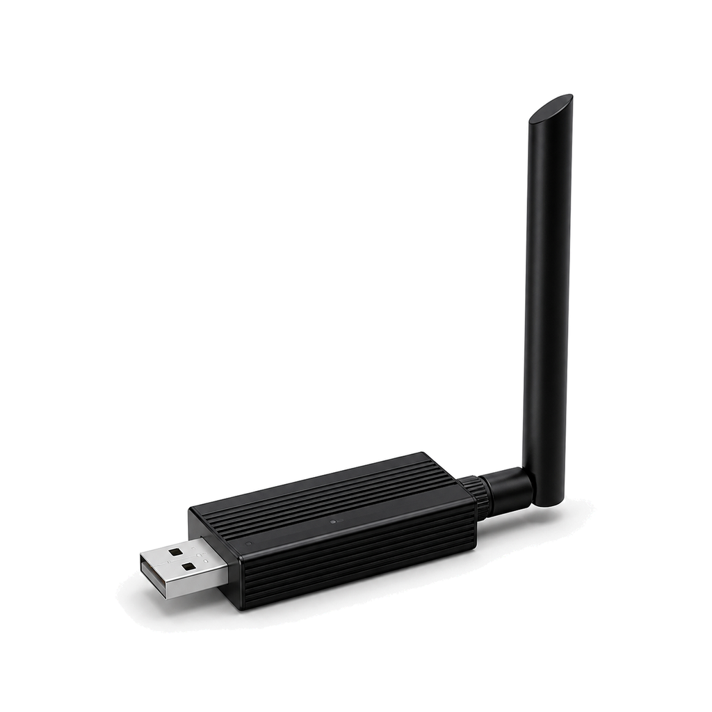 Clé USB ZigBee Thread NéoBridge avec antenne externe sur fond blanc