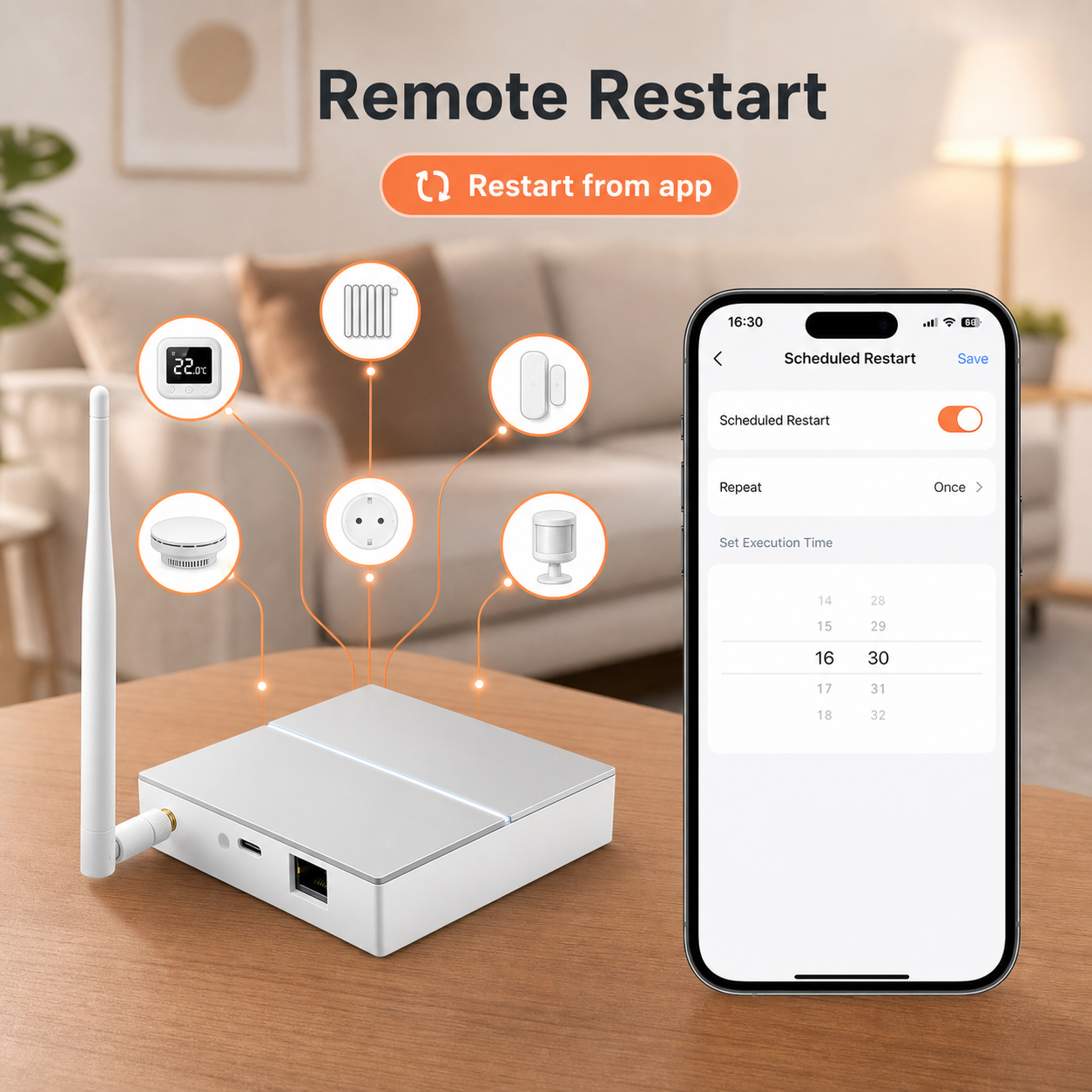Remote restart feature image for wired ZigBee gateway