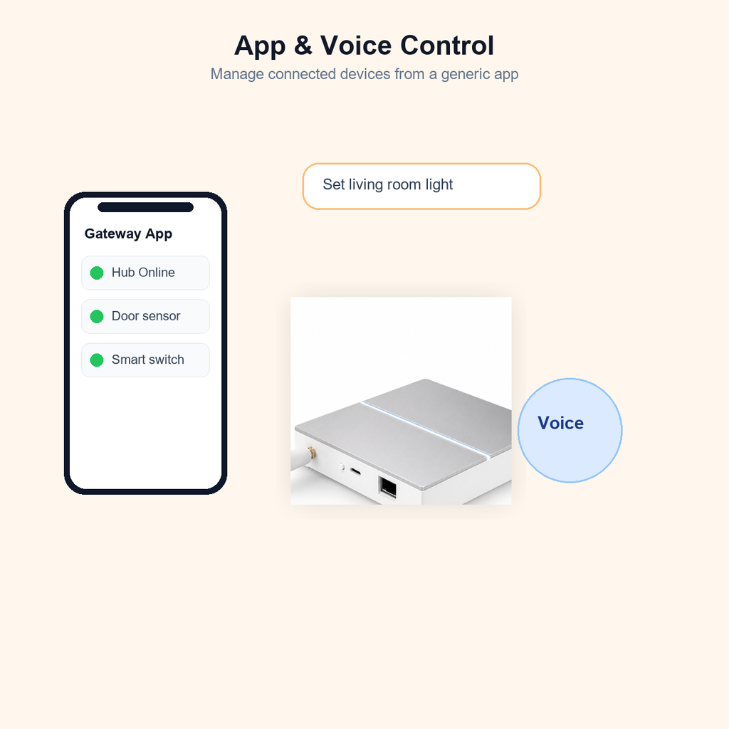 App and voice control diagram for wired ZigBee gateway