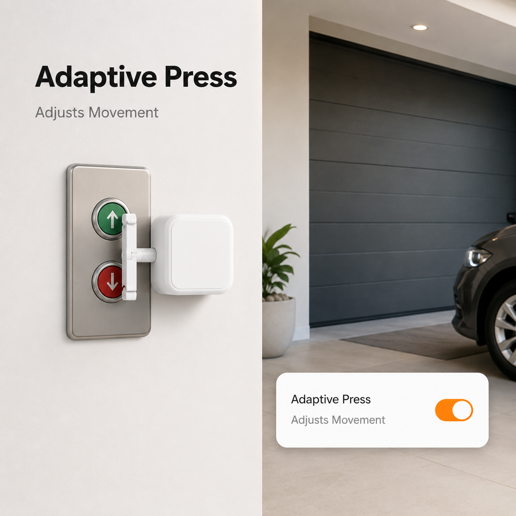 Adaptive press movement feature for Bluetooth button pusher