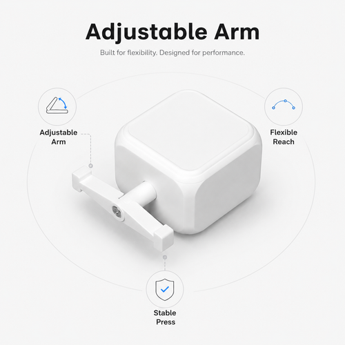 Adjustable arm feature image for Bluetooth button pusher