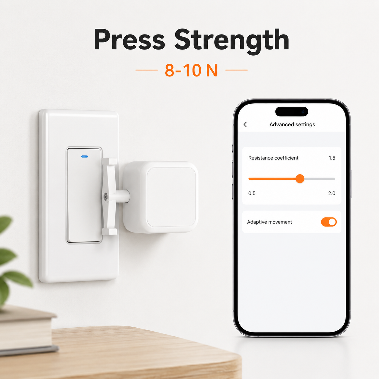 Press strength adjustment feature for Bluetooth button bot