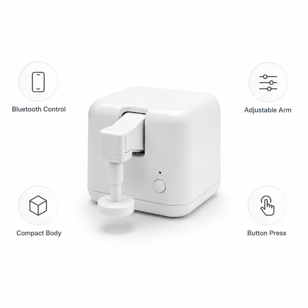 Product details card for compact Bluetooth button bot