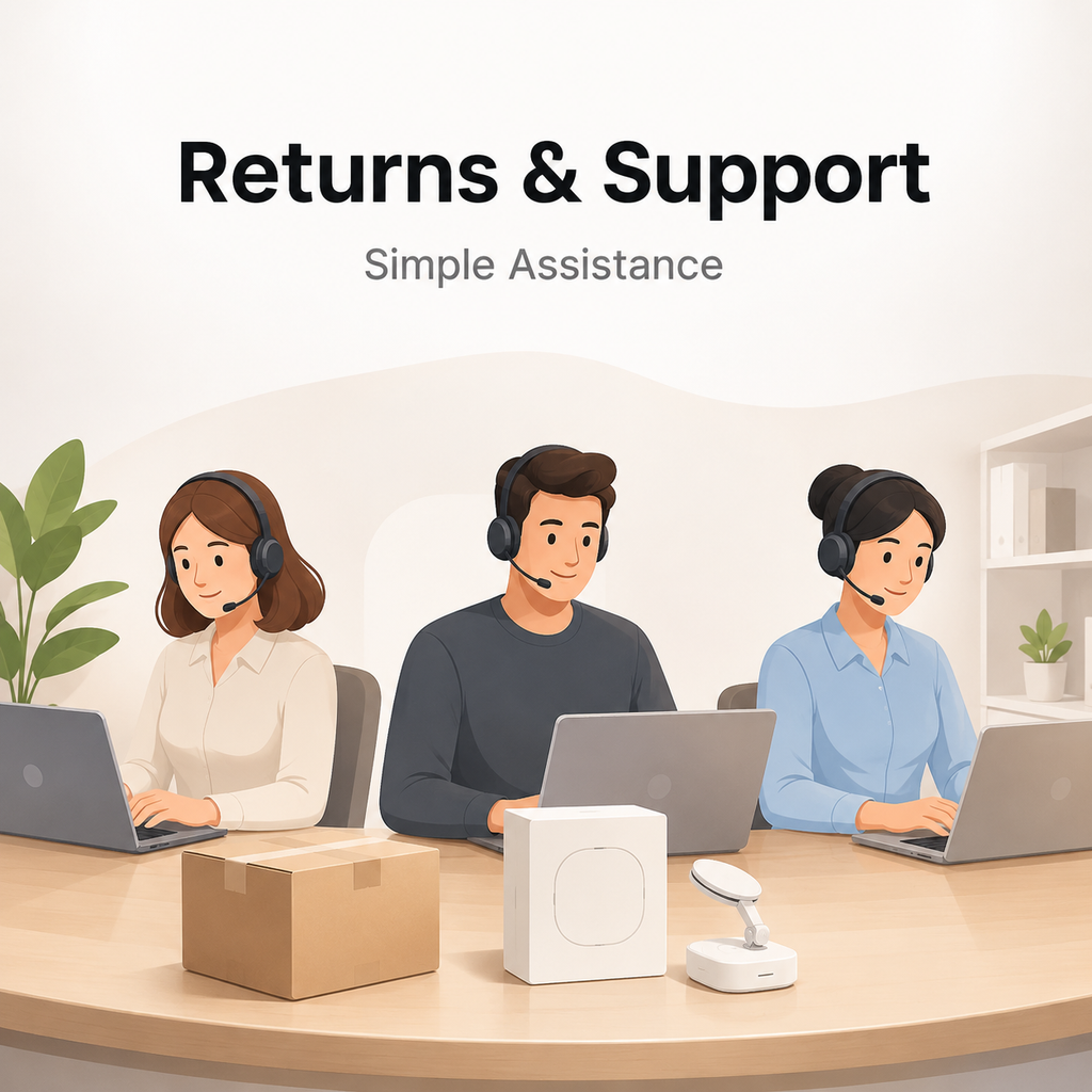 Returns and support information image for Bluetooth button bot