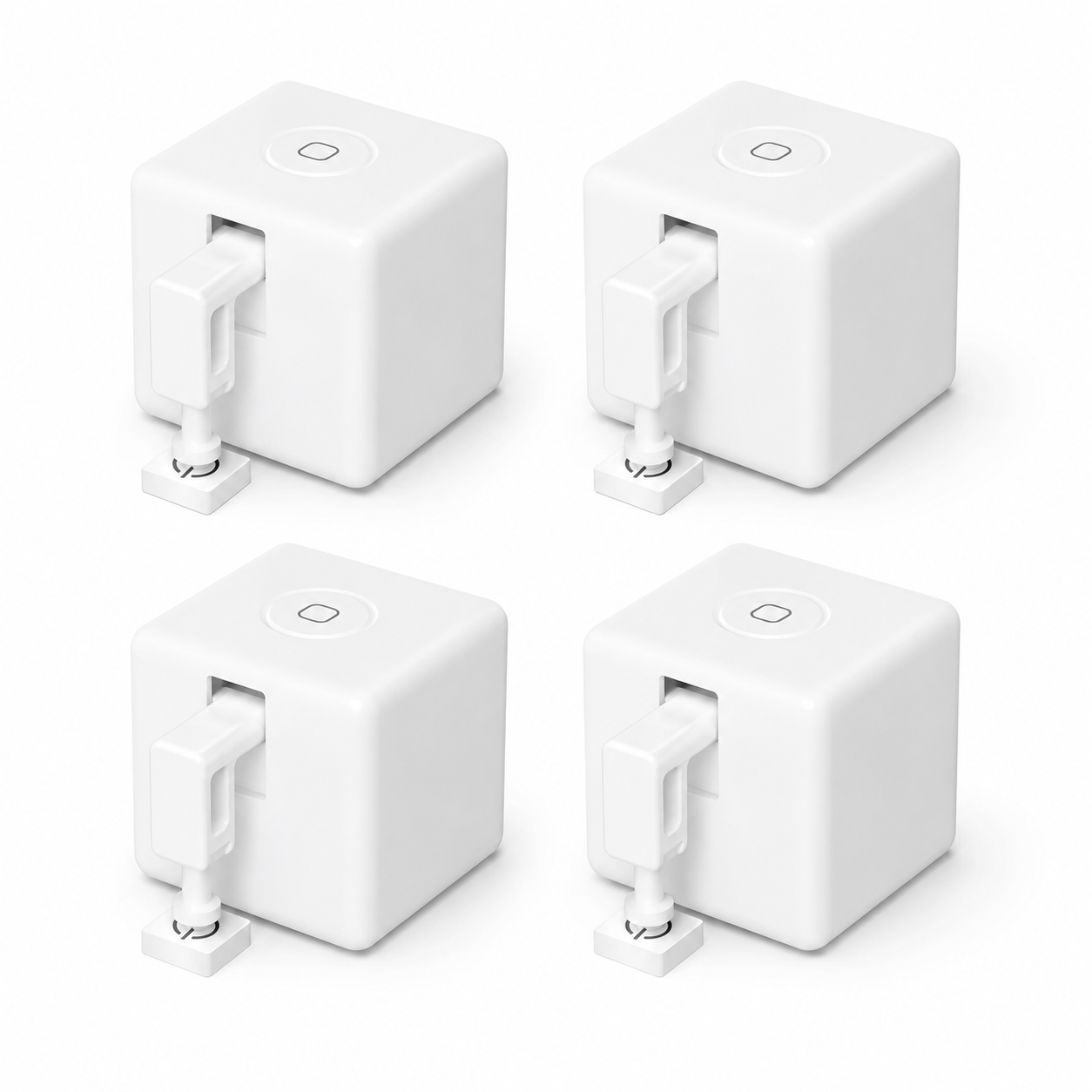Four pack variant packshot of ZigBee button robots