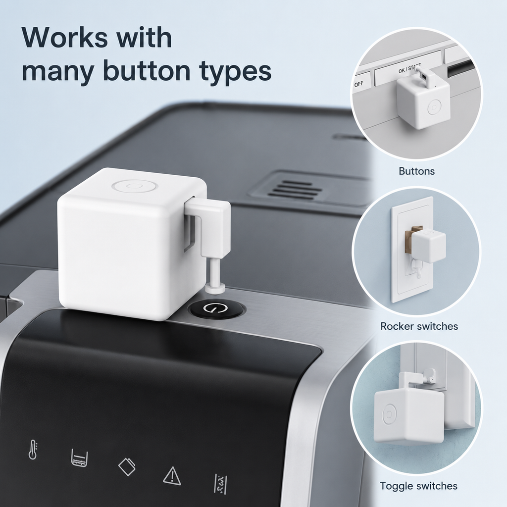 Smart button robot compatible with many physical button types
