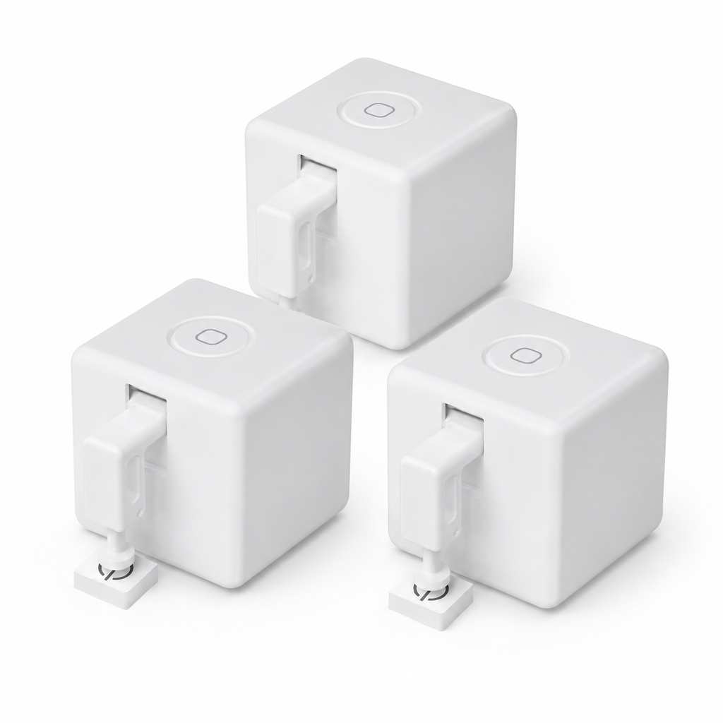 Three pack variant packshot of ZigBee button robots