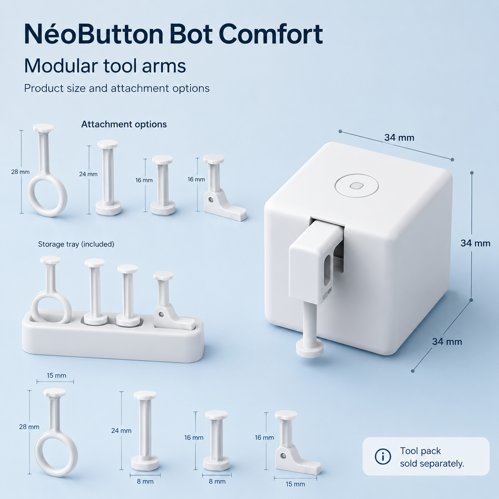 Detailed modular arm dimensions for button robot
