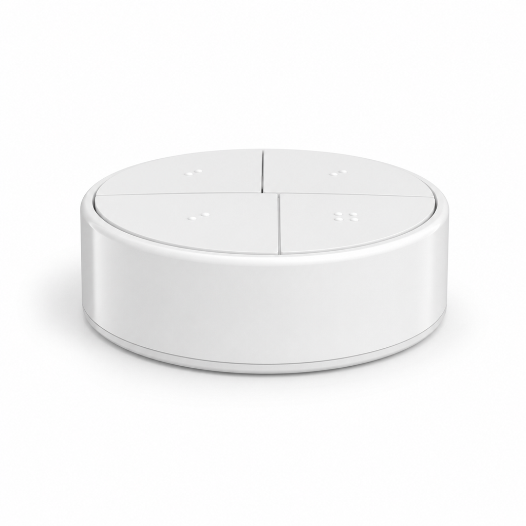 Bouton scène ZigBee 4 en 1 rond en vue de profil
