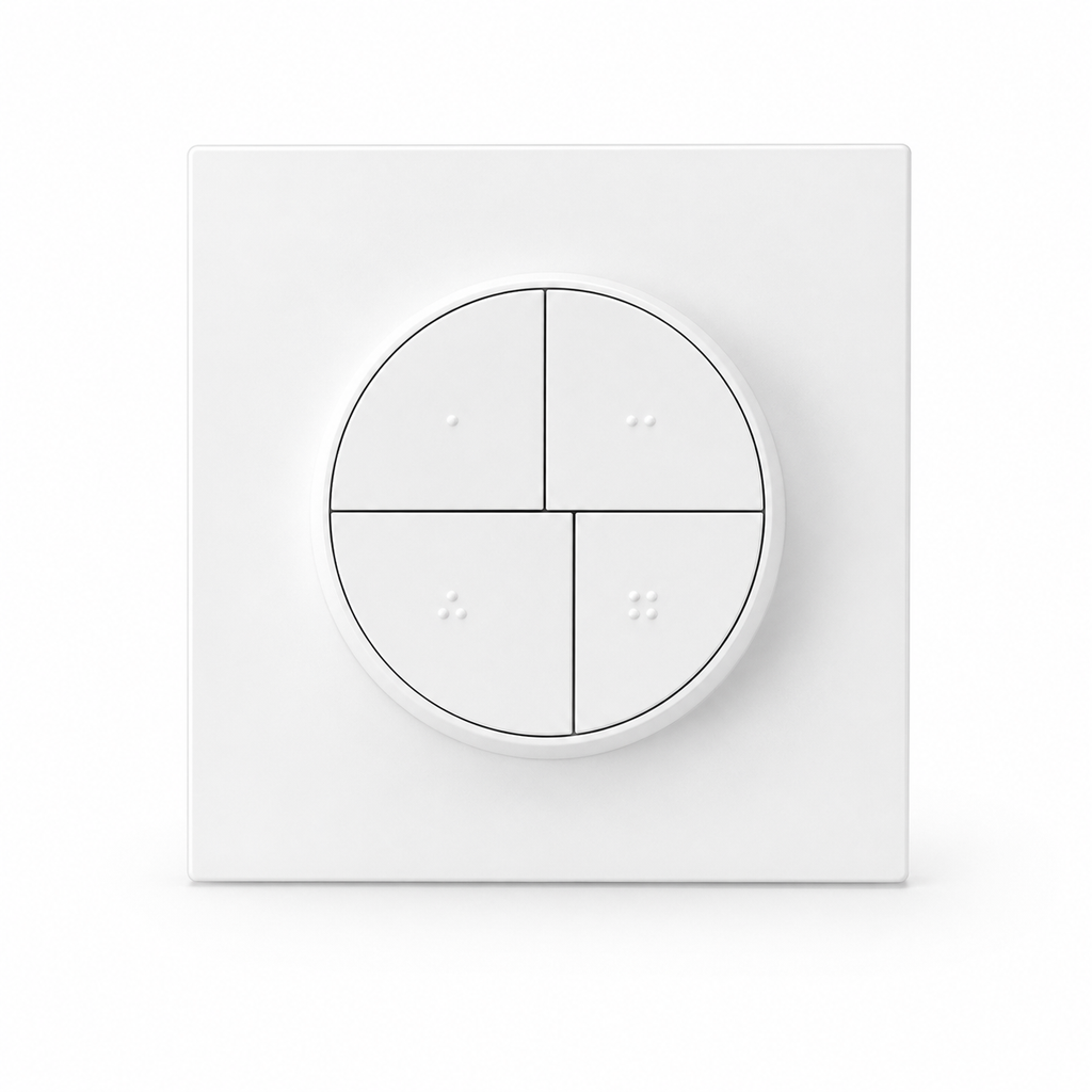 Bouton scène ZigBee 4 en 1 blanc sur plaque carrée