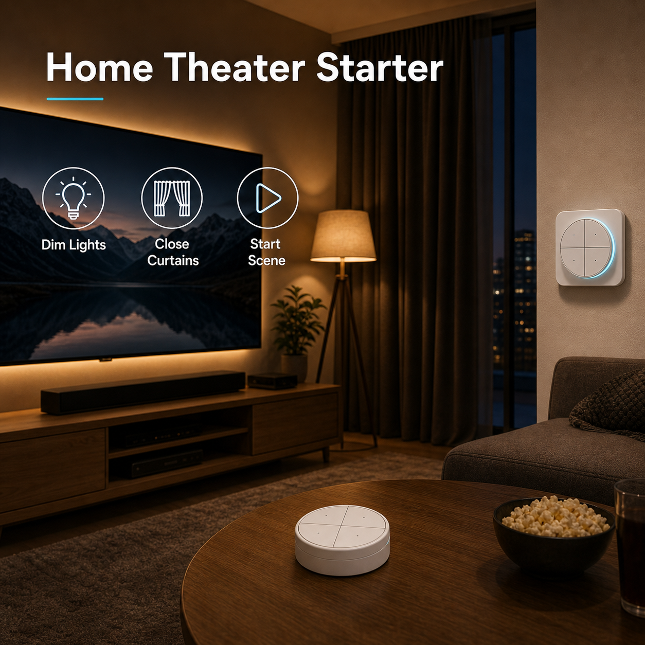 NéoButton Orb 4-en-1 Pro home theater starter scene