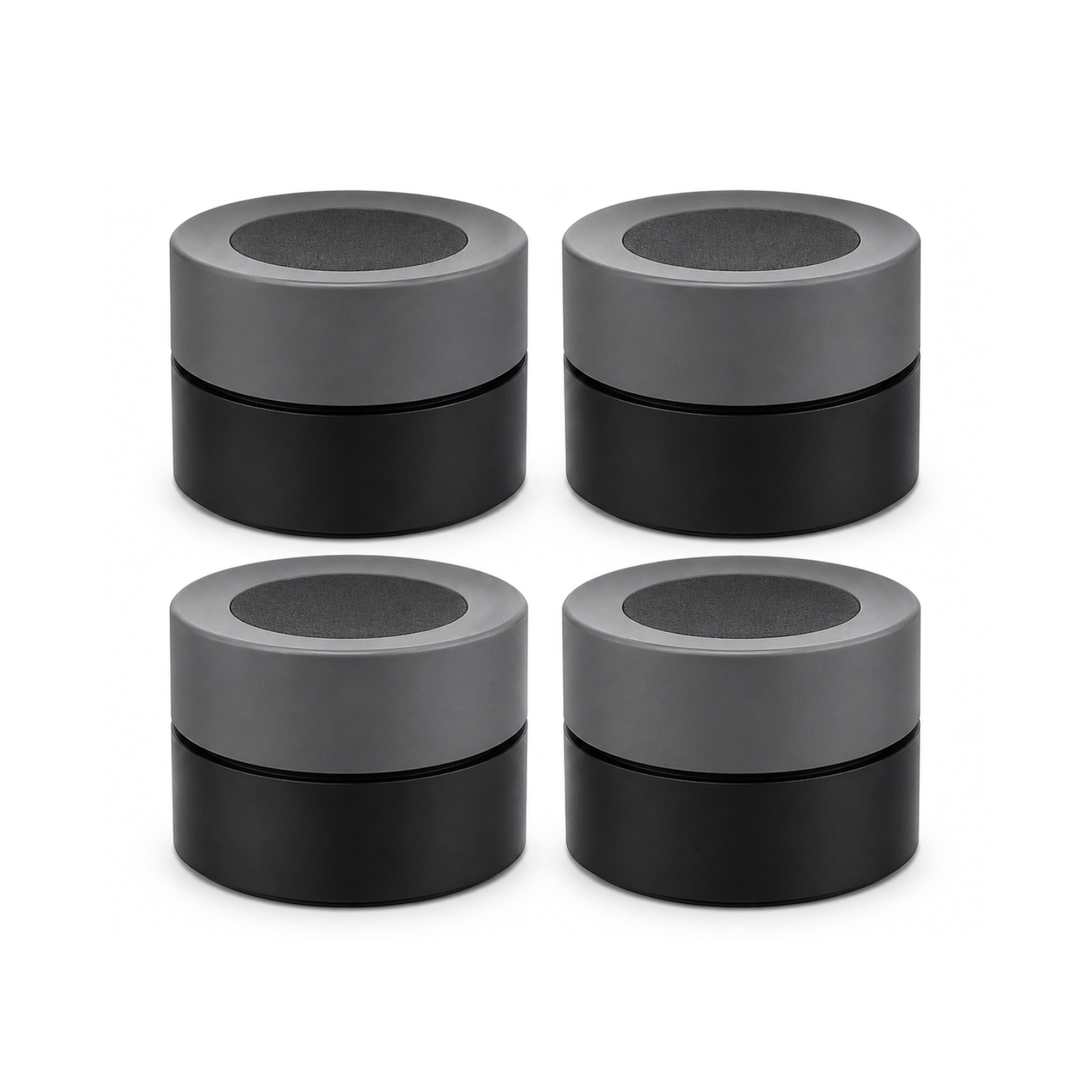 Quatre boutons de scène ZigBee gris et noirs sur fond blanc