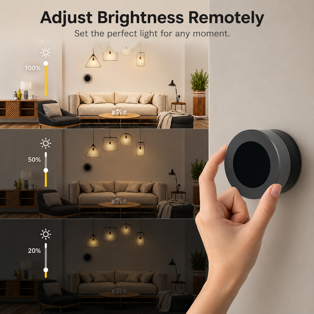 Brightness adjustment mode with smart knob button