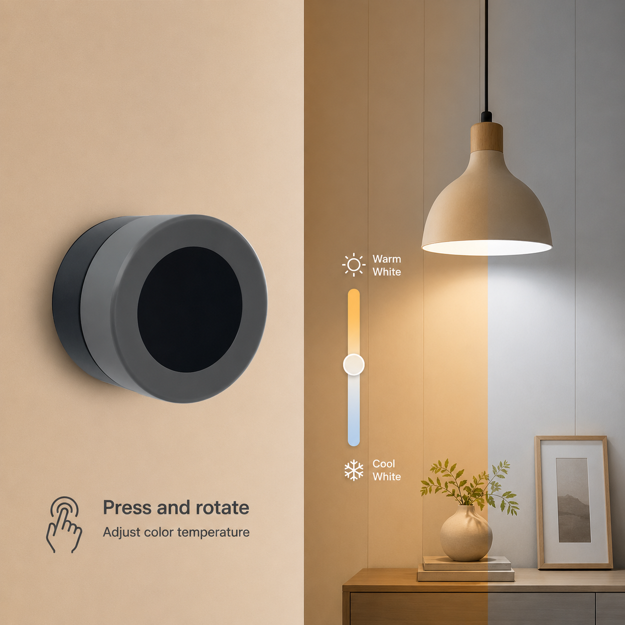 Color temperature adjustment with smart knob button