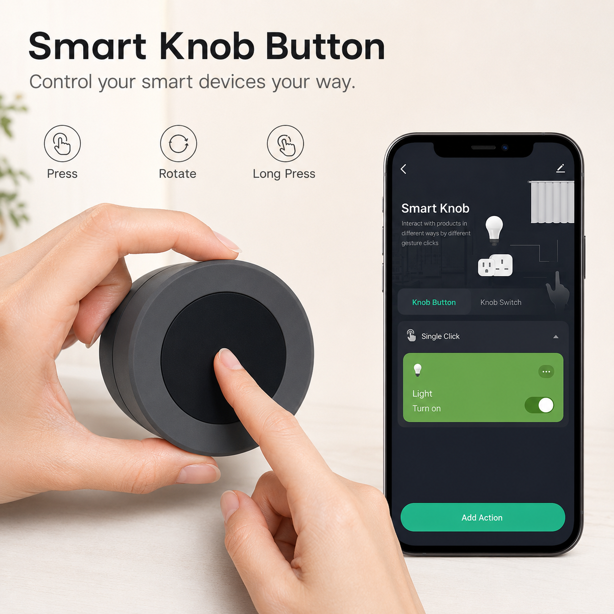 Scene options for knob button and mobile control