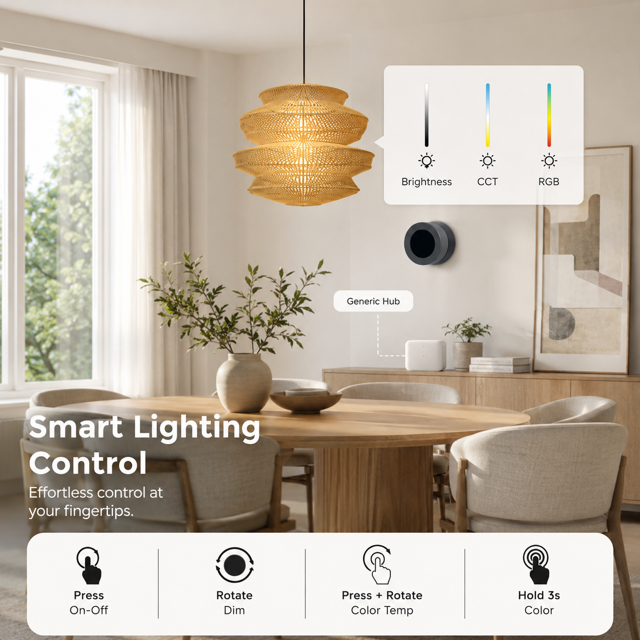Living room ZigBee control scene for smart knob button