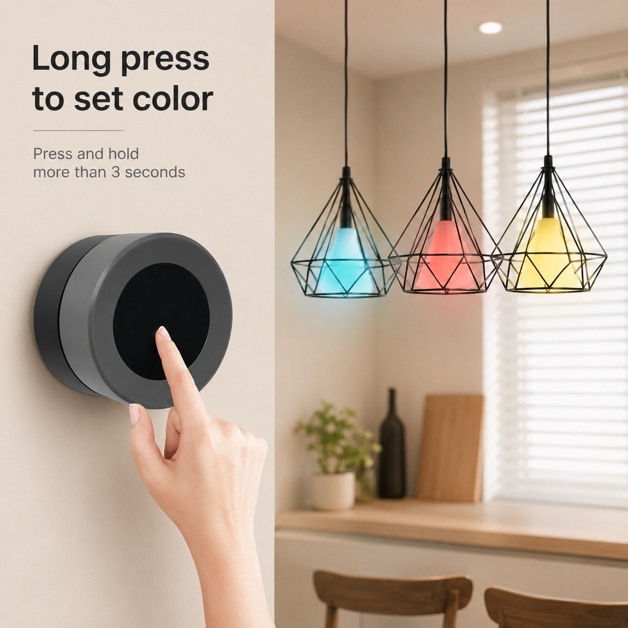 Long press color setting for smart lights