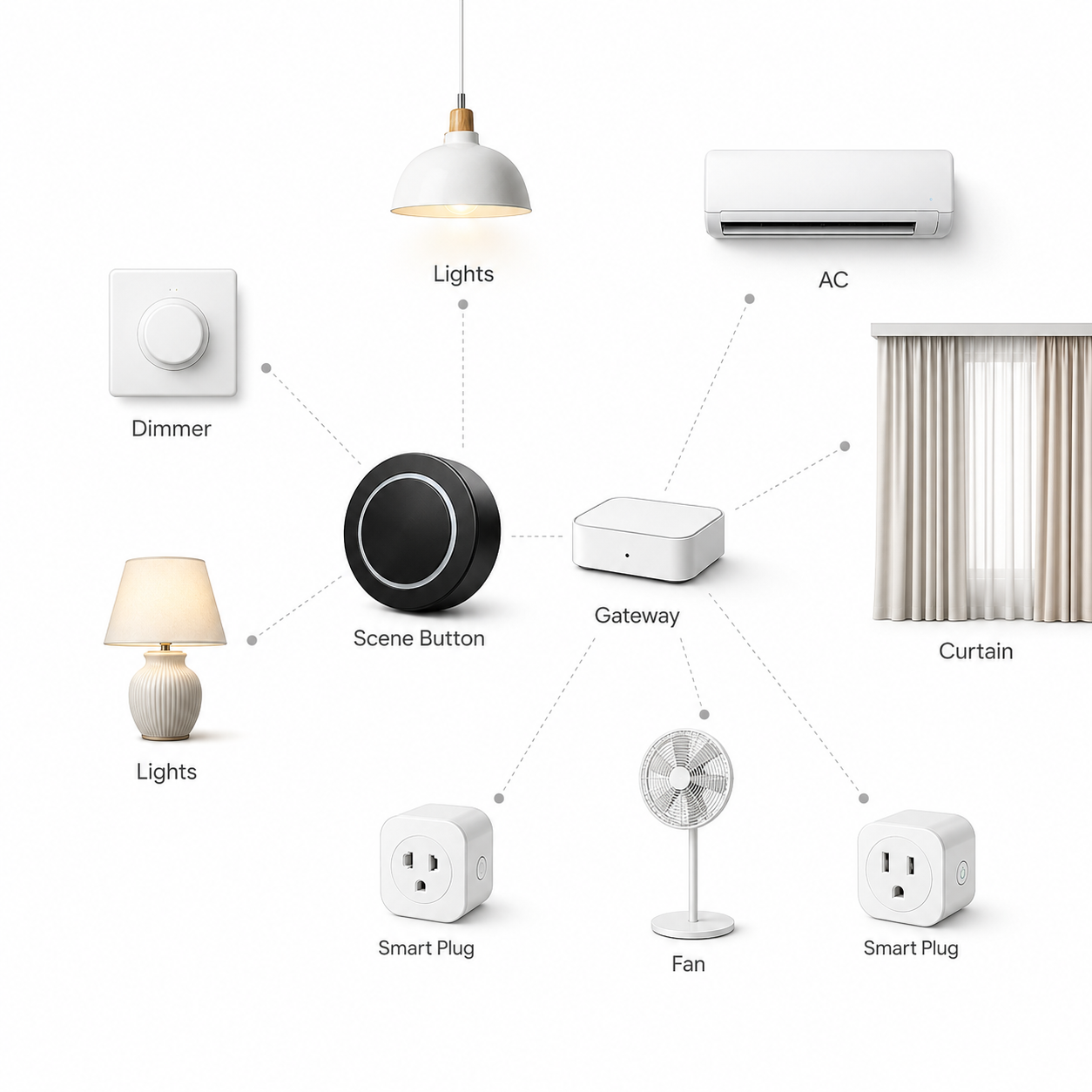 Smart home control diagram for ZigBee scene button