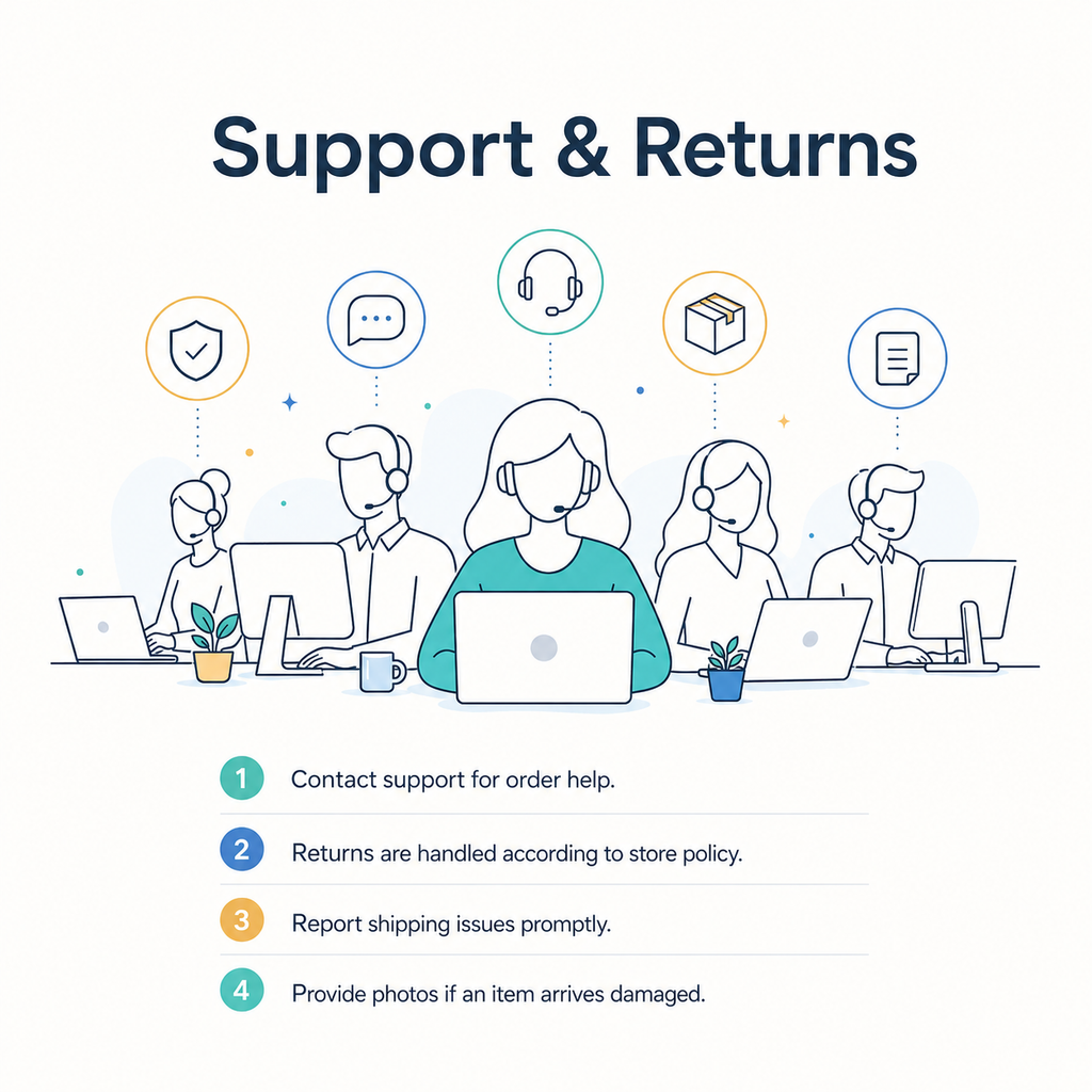 Support and returns information visual for smart home product