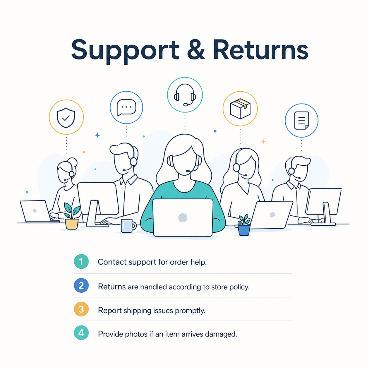 Support and returns information visual for smart home product
