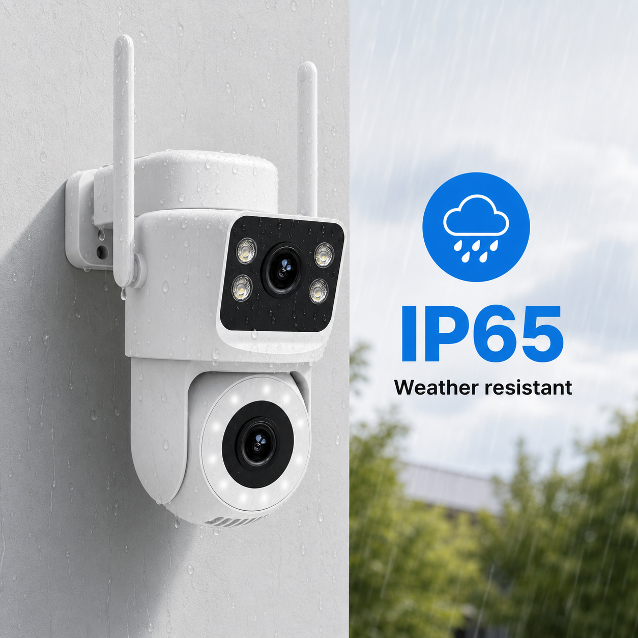 IP65 weather resistant outdoor dual-lens WiFi camera