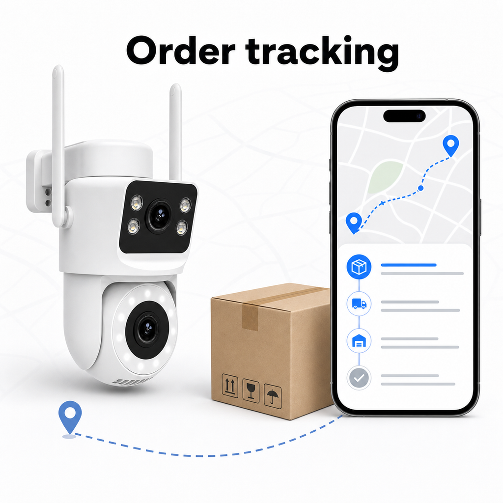 Order tracking visual for outdoor camera product