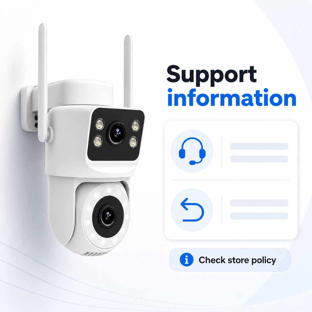 Support information visual for outdoor WiFi camera