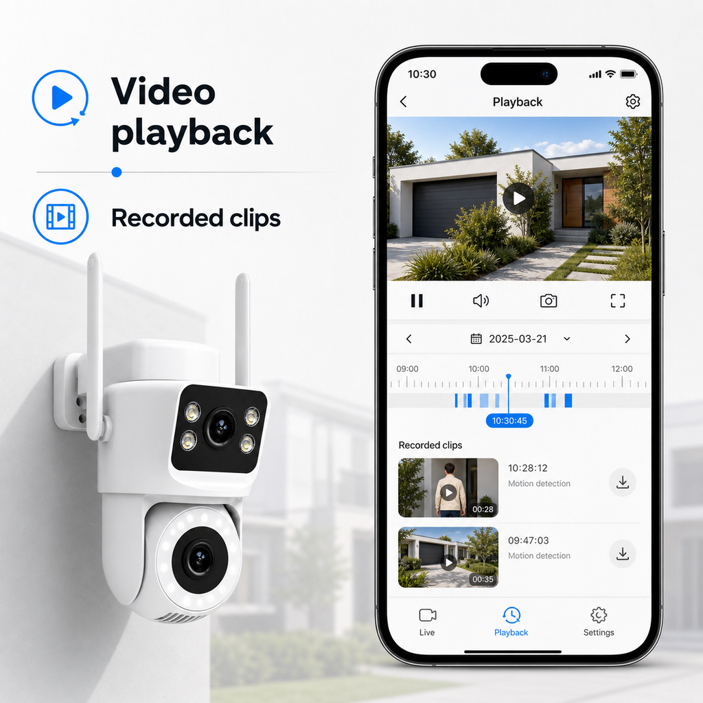 Video playback interface for outdoor WiFi camera