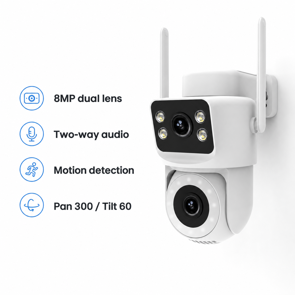 Feature overview of dual-lens outdoor WiFi security camera
