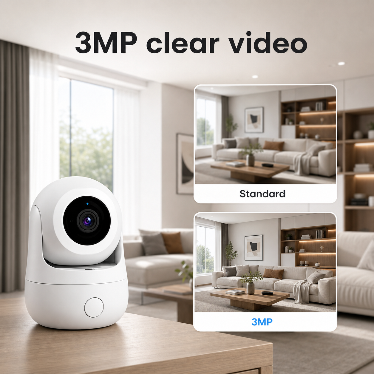 3MP clear video comparison for indoor WiFi camera
