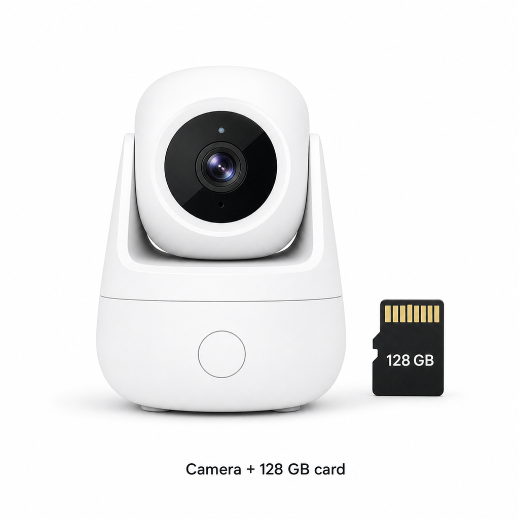 Camera with 128 GB card variant of indoor WiFi camera