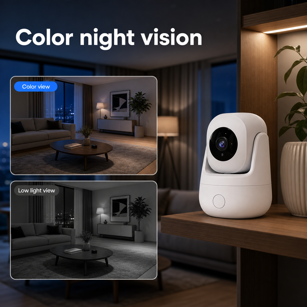 Color night vision comparison for indoor WiFi camera