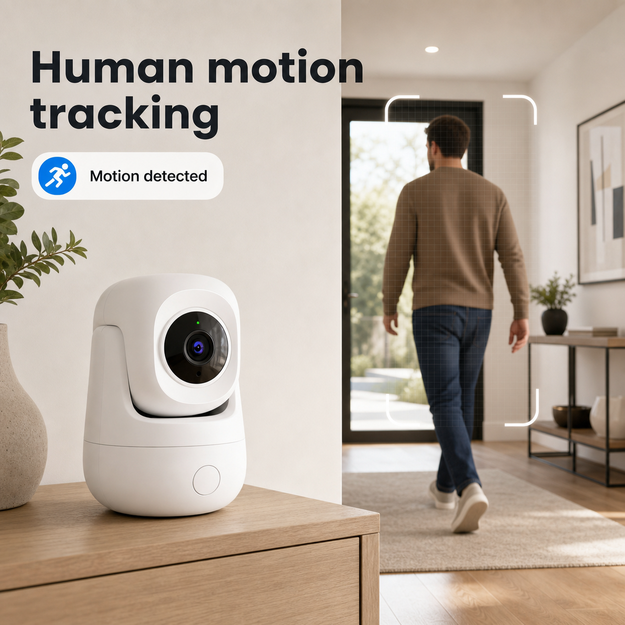 Secondary human motion tracking feature for indoor WiFi camera