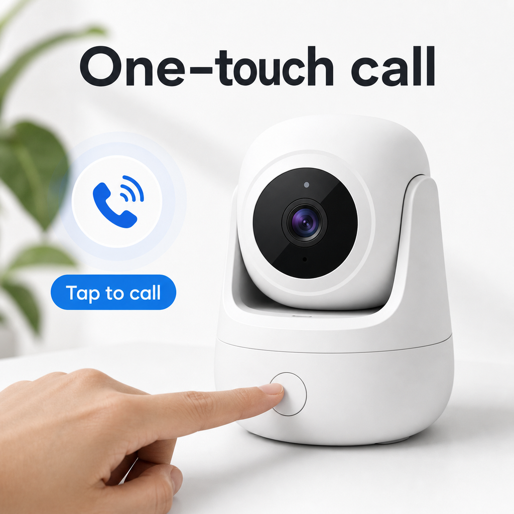 One-touch call button feature for indoor WiFi camera