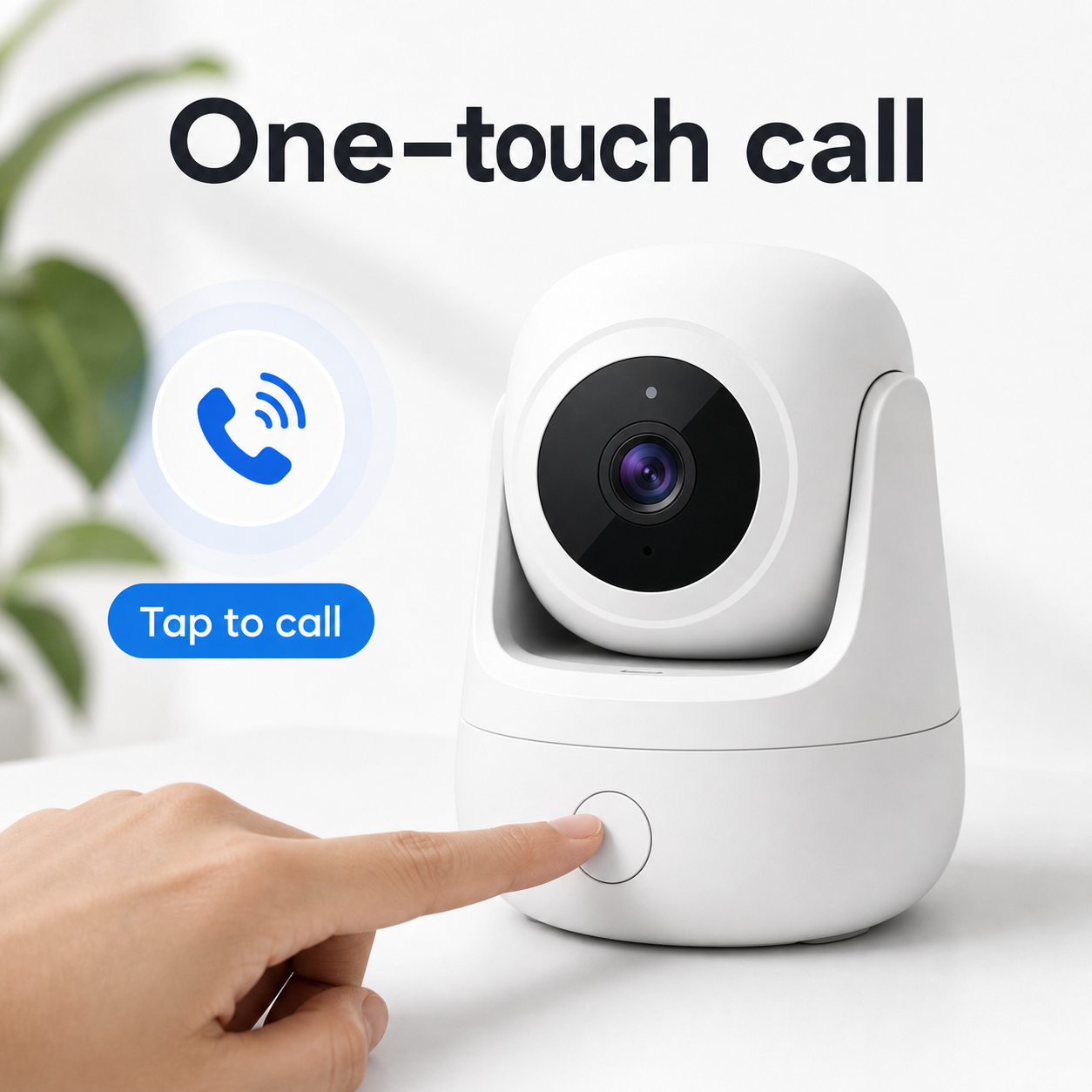One-touch call button feature for indoor WiFi camera