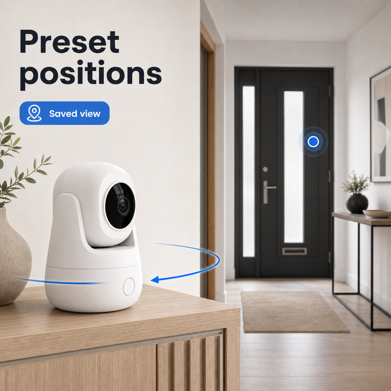 Preset camera positions feature for indoor WiFi camera