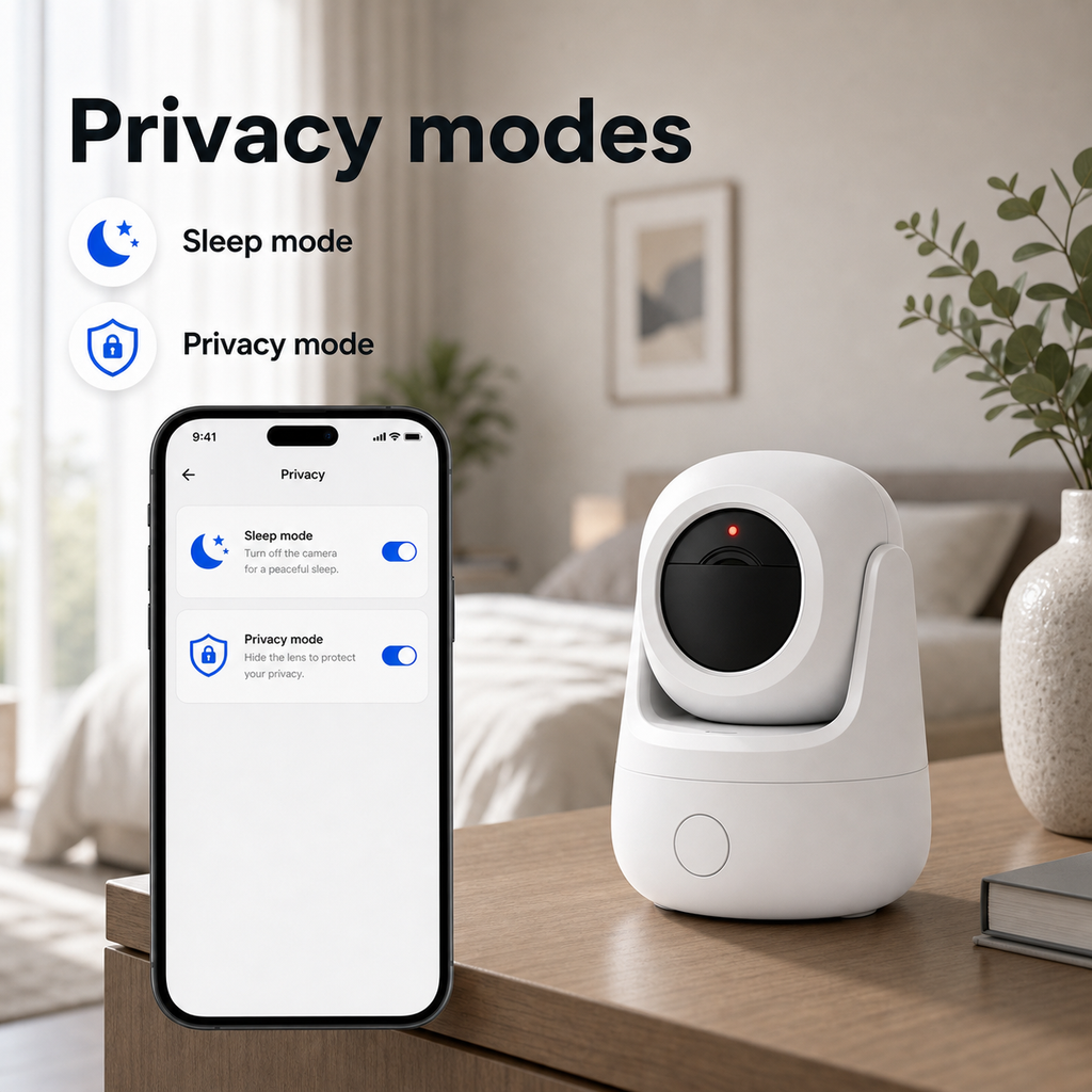 Privacy modes settings overview for indoor WiFi camera